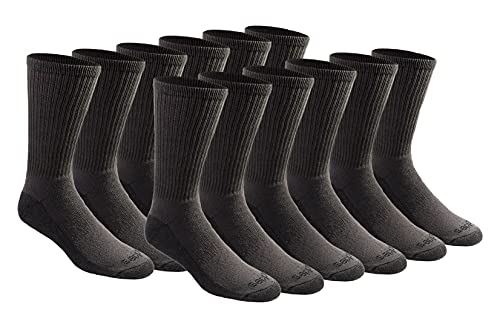 Dickies Men's Big and Tall Dri-Tech Essential Moisture Control Crew Socks, Available in M-XXL (6, Charcoal (12 Pairs), X-Large