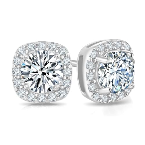 Moissanite Stud Earrings Halo Diamond 925 Sterling Silver Earrings for Women Men Jewelry Gifts