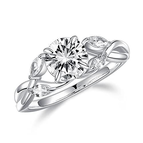 MOOSEA Willow Moissanite Engagement Rings for Women, D Color VVS1 Clarity Lab Created Engagement Ring 925 Sterling Silver Moissanite Promise Rings for Her Wedding Rings Gifts