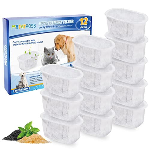 MyfatBOSS 10 Pack Cat Water Fountain Filter for W300&W300B&W500 Cat Water Fountain, Filters for Cat Water Fountain 67oz/2L and 3.5L Automatic Pet Water Fountain