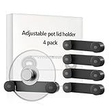 JUMEIHUI Adjustable Pot Lid Organizer for Cabinet is Fits 6' to 14' Pot Lid,Adhesive Pot Lid Holder Can H-old 3.3.lb, Pots and Pans Organizer、 Lid Holder、Kitchen Organizers (4Pack, Black)