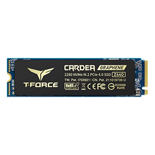 TEAMGROUP T-Force CARDEA Zero Z440 1TB DRAM SLC Cache 3D TLC NAND NVMe Phison E16 PCIe Gen4x4 M.2 2280 Gaming SSD with Graphene Heat Spreader Works with PS5 Read/Write 5000/4400 MB/s TM8FP7001T0C311