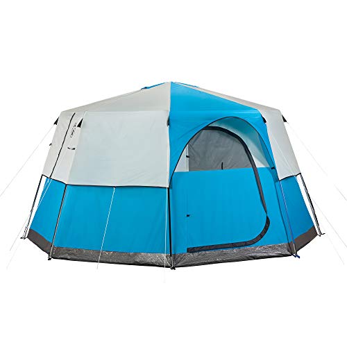 Coleman Octagon 98 Camping Tent, 8-Person Weatherproof Family Tent with Included Rainfly, Carry Bag, Privacy Wall, and Strong Frame That can Withstand Winds up to 35 MPH