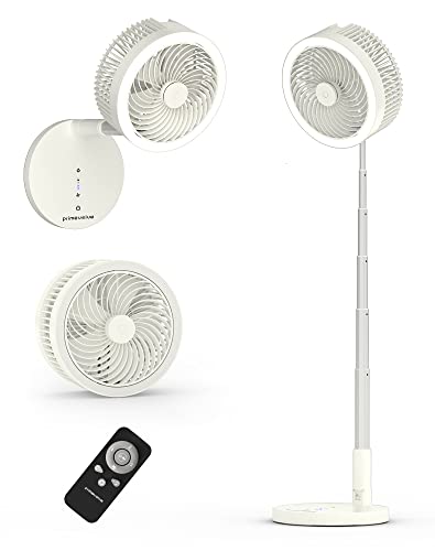 Primevolve 8.7 inch Battery Operated Standing Fan, Rechargeable Portable USB Fan with Adjustable Height for Camping Tent Travel White