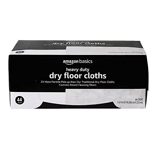 Amazon Basics Quilted Heavy Duty Dry Floor Cloths to Clean Dust, Dirt, Pet Hair, 44 Count (Pack of 1), White, 11' x 8.7'