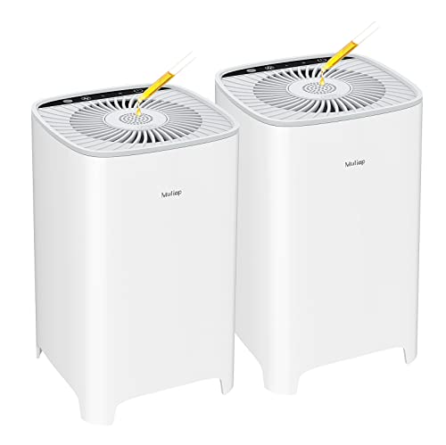 2Pack Muliap Air Purifiers for Home Bedroom with H13 Hepa Filter,Ultra Quiet Desktop Portable Air Purifier,for Dust,Odor,Pet Dander,Smoke,With Aromatherapy,White,SY901(No Adapter) (SY901)