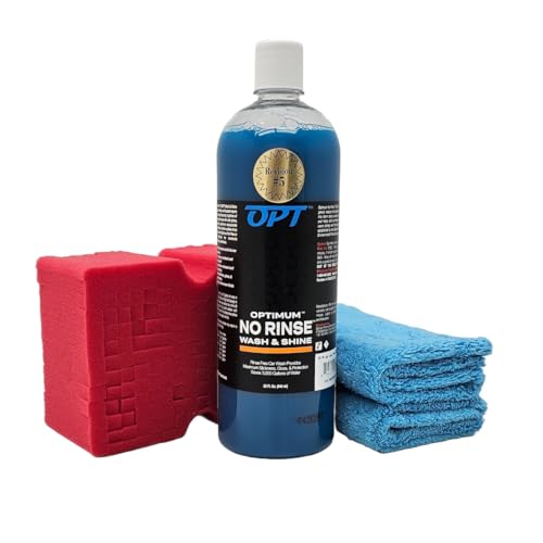 Optimum ONR, Microfiber Car Drying Towel, and BRS - Big Red Sponge Car Cleaning Kit, 32 oz. No Rinse, Car Drying Towel, and Car Wash Sponge for Detailing Cars, Trucks, Motorcycles, and More