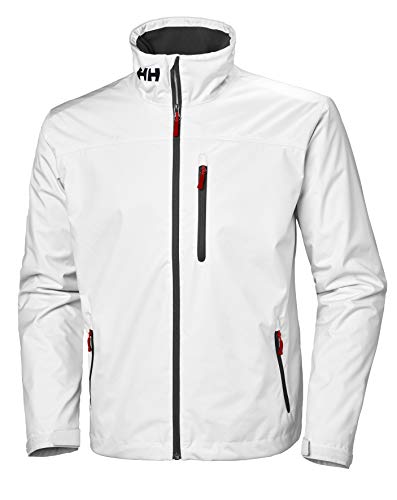 Helly Hansen Men's Crew Midlayer Fleece Lined Waterproof Windproof Rain Jacket, 001 Bright White, X-Large