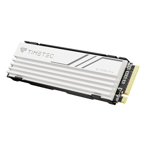 Timetec 1TB PCIe 4.0 White Heatsink Gaming SSD NVMe Phison E27T PCIe Gen4x4 M.2 2280 3D NAND TLC SLC Cache Read/Write Speed Up to 7,400/6,100 MB/s Internal Solid State Drive for PS5, PC Desktop