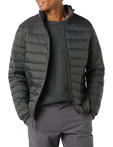 Amazon Essentials Men's Packable Lightweight Water-Resistant Puffer Jacket (Available in Big & Tall), Dark Grey, Small