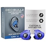 Decibullz - Custom Molded Earplugs, 31dB Highest NRR, Comfortable Hearing Protection for Shooting, Travel, Swimming, Work and Concerts (Blue)