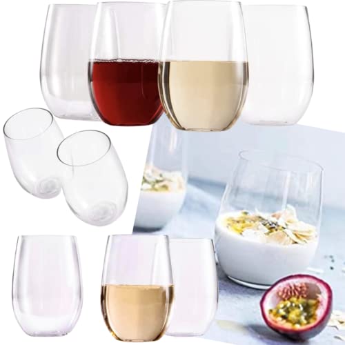 LeSuz 100% Tritan Plastic Stemless Wine Glasses. Set of 4, 16oz or 20oz. Shatterproof, BPA-FREE, Dishwasher Safe, Long Lasting Stemless Wine Glasses. Better than Regular Wine Glasses. (20)