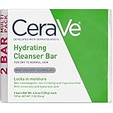 CeraVe Hydrating Cleanser Bar | Soap-Free Body and Facial Cleanser with 5% Cerave Moisturizing Cream | Fragrance-Free |2-Pack, 4.5 Ounce Each