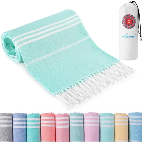 Antfuny Turkish Beach Towels Quick Dry Sand Free Oversized Bath Pool Swim Towel Extra Large XL Blanket Adult Travel Essentials Cruise Accessories Must Haves Clearance Vacation Stuff Necessities