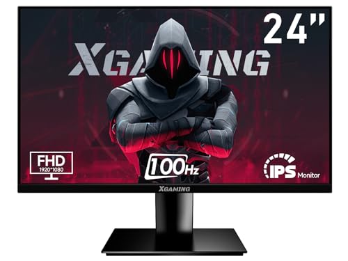 XGaming 24 Inch Monitor,FHD 1080P 100Hz Computer Monitor for Gaming/Business/Home Office,99% sRGB,Low Blue Light Screen Eye Care Display,Build-in Speakers,HDMI VGA Ports,VESA,Tilt Adjustable-Black