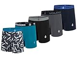 Volcom Mens Boxer Briefs 5 Pack Poly Spandex Performance Boxer Briefs Underwear (CharcoalWht/Blue/Black/Grey/Black, Medium)