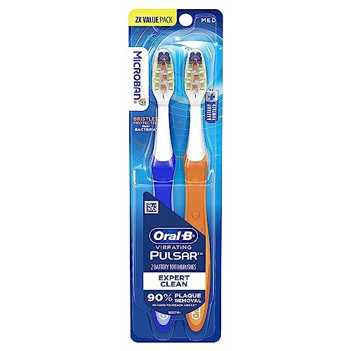 Oral-B Pulsar Expert Clean Battery Toothbrush, Medium, Tooth Brush Pack of 2, (Packaging may vary), Oral Care