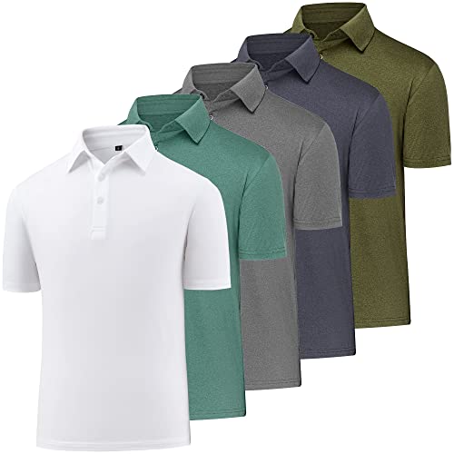 BALENNZ Polo T Shirts for Men Quick Dry T-Shirts for Men Collared Mens T Shirts Casual Tshirts Shirts for Men 5 Pack B Medium