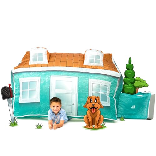 The Original Patented AirFort - Build A Fort in 30 Seconds, Inflatable Fort for Kids, Play Tent for 3-12 Years, A Playhouse Where Imagination Runs Wild, Fan not Included (Cabin)