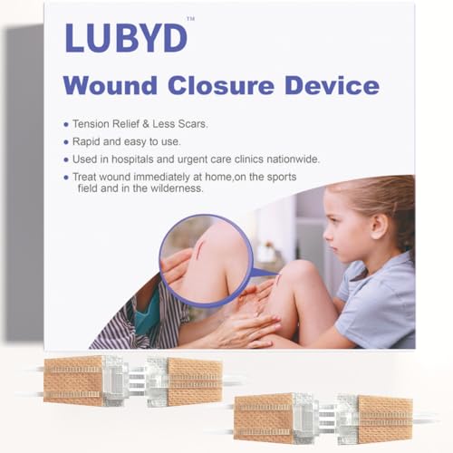 LUBYD Zip Sutures Adhesive Bandages Emergency Laceration Closures kit for 1/2-3 1/4 inch Wound Seal .Butterfly Stitches Waterproof Flexible Fabric Wound Stitching kit Zipstitch