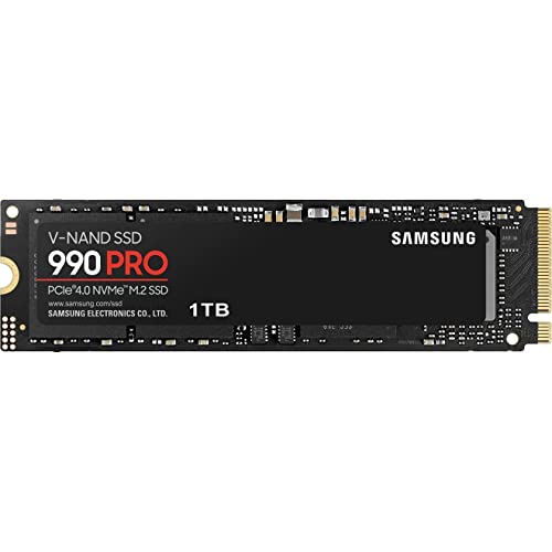 SAMSUNG 990 PRO SSD 1TB PCIe 4.0 M.2 2280 Internal Solid State Hard Drive, Seq. Read Speeds Up to 7,450 MB/s for High End Computing, Gaming, and Heavy Duty Workstations, MZ-V9P1T0B/AM