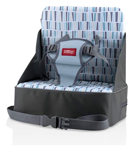 Nuby Easy Go Booster Seat - Travel Booster Seat for Babies and Toddlers - Holds Up to 50 Pounds - 9+ Months - Gray