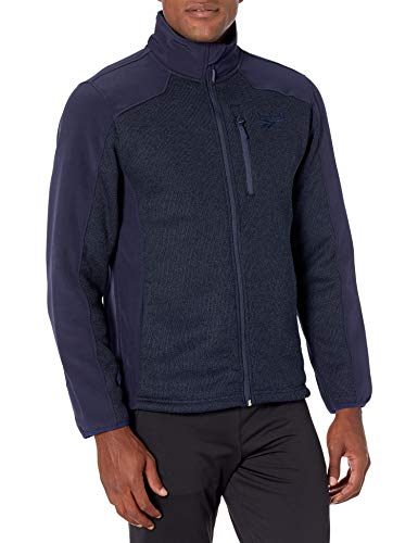 Reebok Men's Textured Jacket W. Soft Woven, Navy HTHR/Navy Blue, L