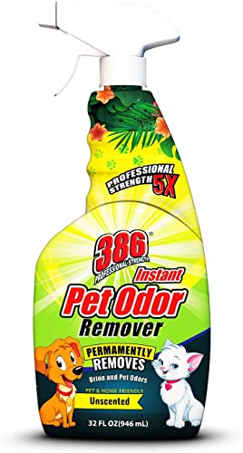 386 Professional Strength Pet Odor Eliminator for Home – Premium Odor Neutralizer for All Surfaces - Multipurpose Urine Remover for Dogs and Cats – Unscented, Long-Lasting No Enzyme Formula