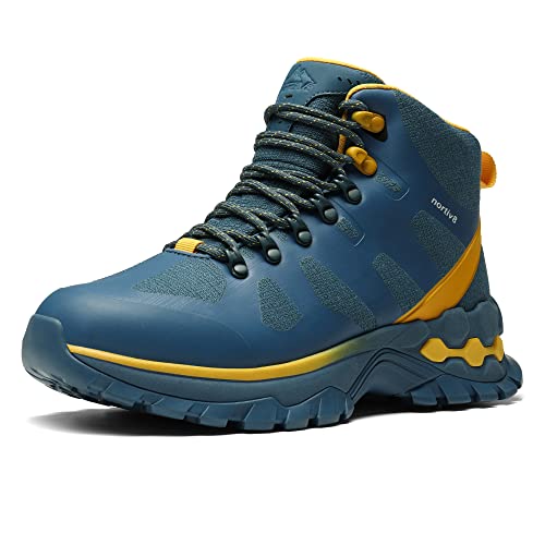 NORTIV 8 Mens Hiking Boots Waterproof Backpacking Trekking Trail Outdoor Mountaineering Polar Bear Series Extra Grip Non-Slip Shoes Royal Blue,Size 9.5 SNHB226M