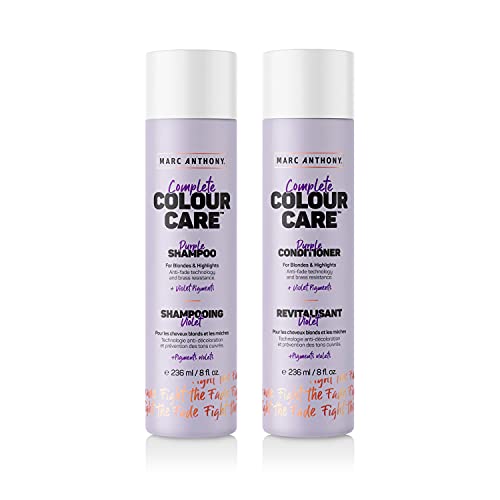 Marc Anthony Purple Shampoo and Conditioner Gift Set - Anti-Brass Violet Pigments, Quinoa, Grapeseed Oil for Blonde & Silver Hair