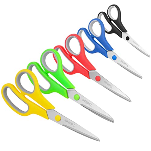 Scissors, Taotree 8' Scissors All Purpose Bulk of 5-Pack, Sharp Scissors for Office School Supplies, Student Classroom Teacher Scissors, Craft Home Sewing Fabric Scissor, Right/Left Handed, Same Size