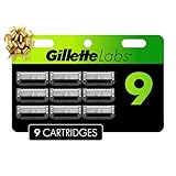 GilletteLabs Razor Blade Refills, Holiday Gifts and Stocking Stuffers for Men, Compatible with Exfoliating Bar and Heated Razor, 9 Refills