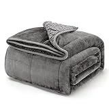 Mr.Sandman Weighted Blanket 15lbs for Twin Size Bed, Fleece Cozy Sherpa Heavy Blanket for Adults Relieve Stress - 48'x72' Grey