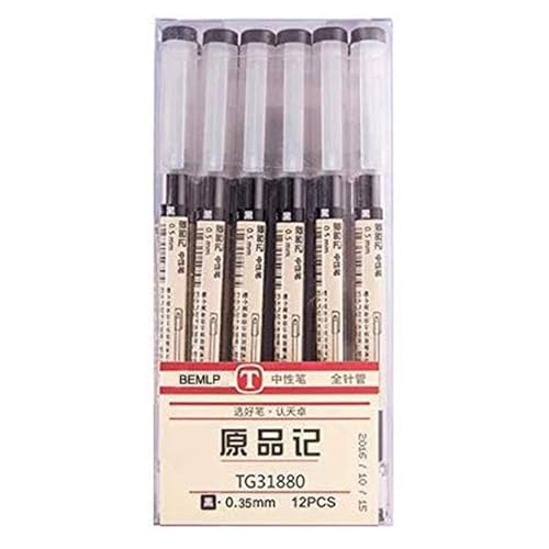 BEMLP Gel Ink Pen Extra Fine Point Pens Ballpoint Pen 0.35mm Black for Japanese Office School Stationery Supply 12 Packs