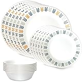 Corelle Vitrelle 18 Piece Glass Dinnerware Sets, Service for 6, Triple Layer Chip & Crack Resistant Glass Plate and Bowl Sets, Anders