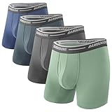 BAMBOO COOL Men's Underwear Boxer Briefs 4 Pack Soft Breathable Underwear For Men (Large)