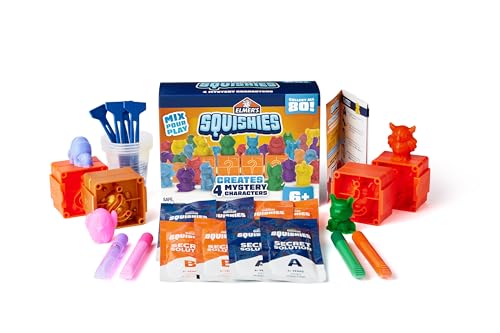 Elmer's Squishies Kids’ DIY Activity Kit, Create 4 Mystery Characters, 24 Piece Kit for Ages 6 and Up, Perfect for Stress Relief and Sensory Play