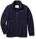 Amazon Essentials Boys' Polar Fleece Full-Zip Mock Jacket, Navy, Small