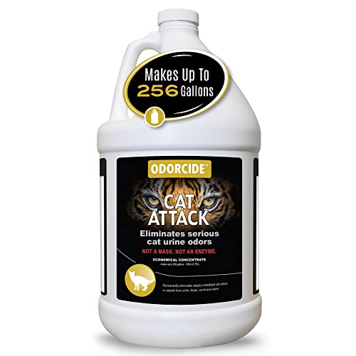 Odorcide Cat Attack Concentrate Odor Eliminator - Cat Odor Eliminator for Strong Odor - Cat Urine Odor Eliminator for Carpet & Upholstery - Cat Urine Remover for Home - Litter Box Odor Eliminator -