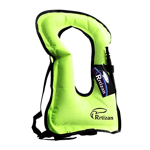 Rrtizan Snorkel Vest, Adults Portable Inflatable Swim Vest Jackets for Snorkeling Swimming Diving Safety(Green)