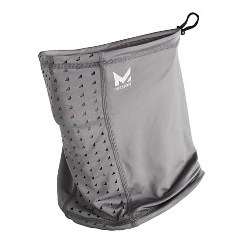 MISSION All-Season Adjustable Neck Gaiter, Charcoal - Lightweight - Ultra-Drying Fabric - Absorbs Sweat in Seconds - UPF 50 Sun Protection - Machine Washable