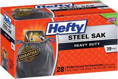 Steel Sak Heavy-Duty Drawstring Contractor CleanUp Trash Bags, Gray, 28-Ct., 39-Gal.