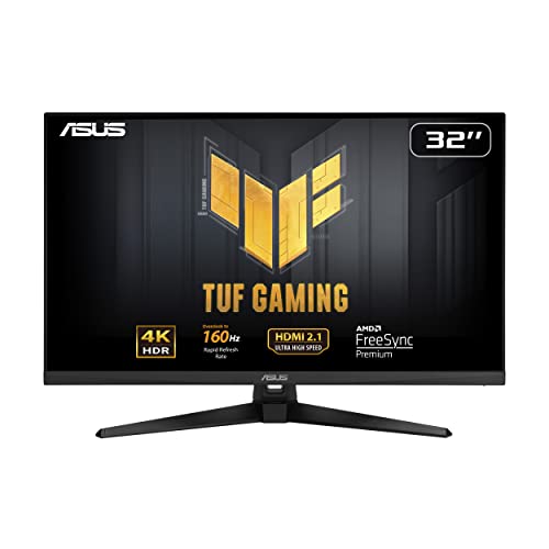 ASUS TUF Gaming 32” (31.5” viewable) 4K HDR DSC Gaming Monitor (VG32UQA1A) - UHD (3840 x 2160), 160Hz, 1ms, Extreme Low Motion Blur Sync, Freesync Premium, HDMI2.1, Speakers, 120% sRGB, DisplayHDR 400