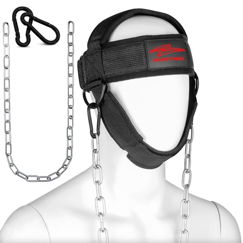 Zokani Fitness neck harness weight lifting Heavy Duty Neck Harness Steel Chain, Adjustable Strap Build Strong Neck Muscles, Enhance Core Strength Ideal for Home Gym, Powerlifting, MMA - Premium Quality neck weight harness.