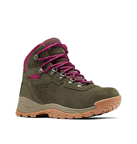 Columbia Women's Newton Ridge Plus Waterproof Amped, Peatmoss/Red Onion, 8