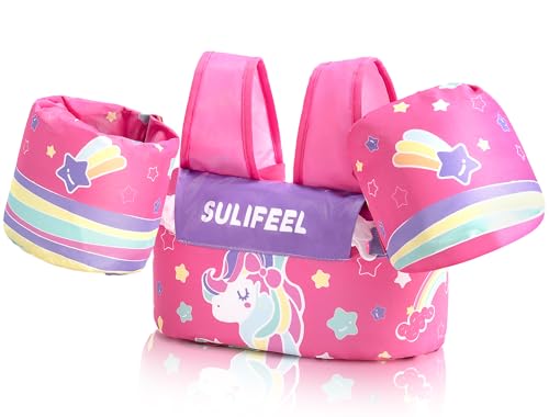 SULIFEEL Kids Swim Vest Toddler Floaties for 22-66 Pounds Girls and Boys, with Arm Water Wings for Children 2-6 Years Old