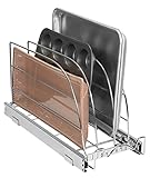 HOLDN’ STORAGE Pull Out Organizer for Cookie Sheet, Cutting Board, Bakeware, and Tray, Sliding Rack- Heavy Duty - Lifetime Limited Warranty - for Under Sink/Under Cabinet, 8.5”W x 21”D x 11”H, Chrome