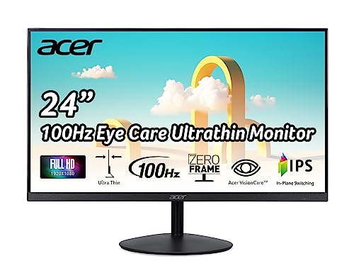 Acer SB242Y EBI 23.8' Full HD (1920 x 1080) IPS Zero-Frame Gaming Office Monitor | AMD FreeSync Technology Ultra-Thin Stylish Design 100Hz 1ms (VRB) Low Blue Light Tilt HDMI & VGA Ports