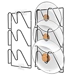 Jomoto 2-Pack Pot Lid Organizer, 6-Tier Pots & Pans Lid Holder Organizer for Cabinet or Wall/Door Kitchen Storage, No-Drill Adhesive Mount, Space-Saving Solution (Black)