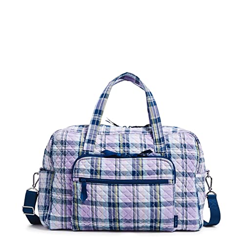 Vera Bradley Women's Cotton Weekender Travel Bag, Amethyst Plaid - Recycled Cotton, One Size